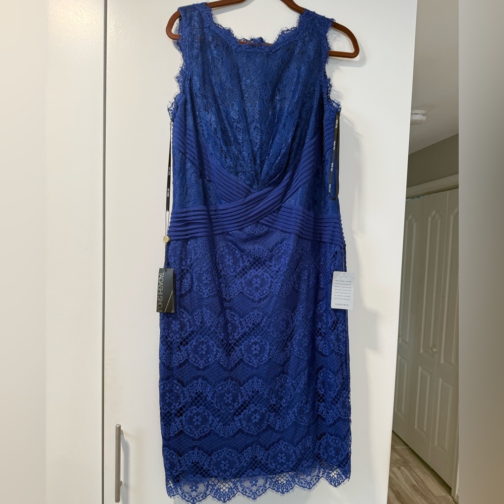 Tadashi Shoji Royal Blue Lace Midi Dress